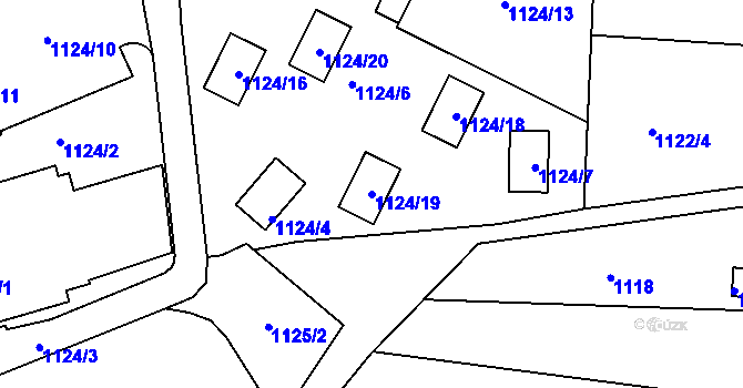 Parcela st. 1124/19 v KÚ Stichovice, Katastrální mapa