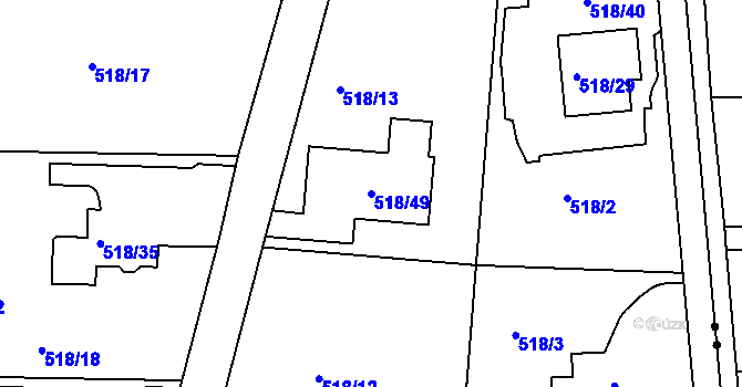 Parcela st. 518/49 v KÚ Stichovice, Katastrální mapa