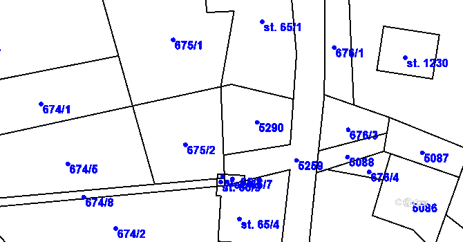 Parcela st. 65/3 v KÚ Mosty u Jablunkova, Katastrální mapa