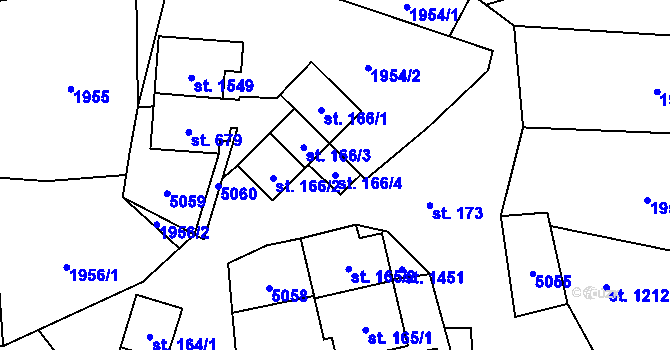 Parcela st. 166/4 v KÚ Mosty u Jablunkova, Katastrální mapa