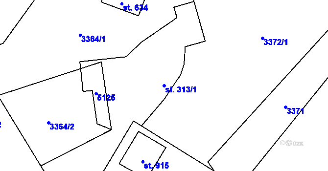Parcela st. 313/1 v KÚ Mosty u Jablunkova, Katastrální mapa