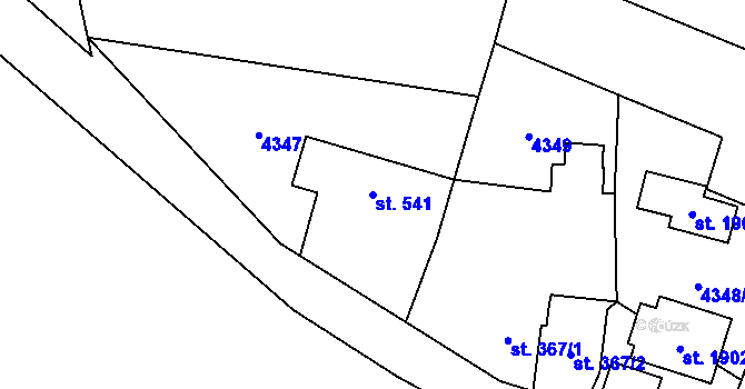 Parcela st. 541 v KÚ Mosty u Jablunkova, Katastrální mapa