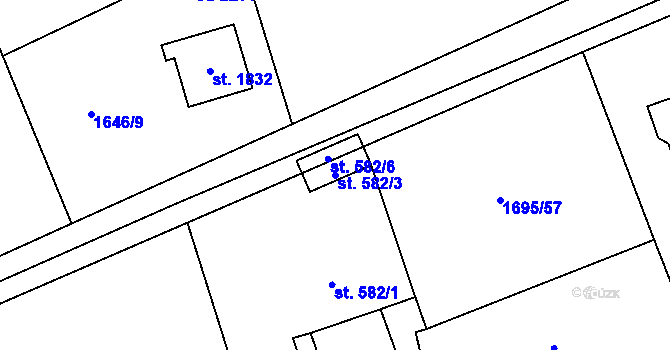 Parcela st. 582/3 v KÚ Mosty u Jablunkova, Katastrální mapa
