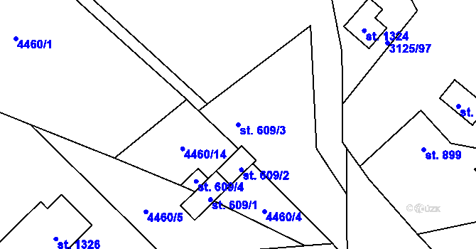 Parcela st. 609/3 v KÚ Mosty u Jablunkova, Katastrální mapa