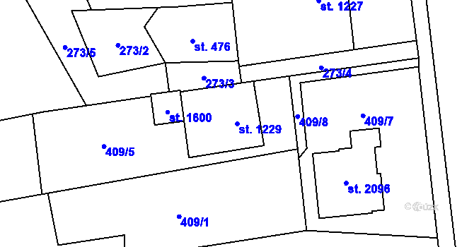 Parcela st. 1229 v KÚ Mosty u Jablunkova, Katastrální mapa