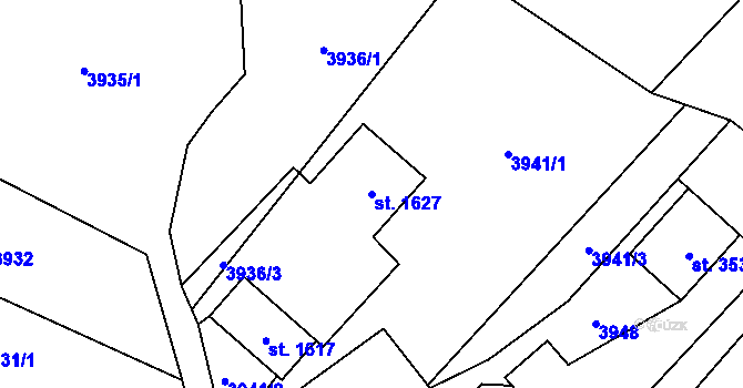 Parcela st. 1627 v KÚ Mosty u Jablunkova, Katastrální mapa