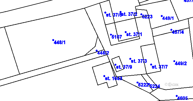 Parcela st. 448/2 v KÚ Mosty u Jablunkova, Katastrální mapa