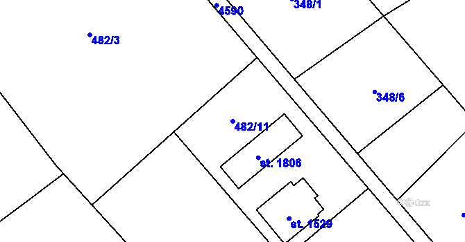Parcela st. 482/11 v KÚ Mosty u Jablunkova, Katastrální mapa