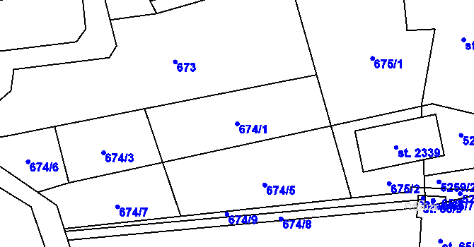 Parcela st. 674/1 v KÚ Mosty u Jablunkova, Katastrální mapa