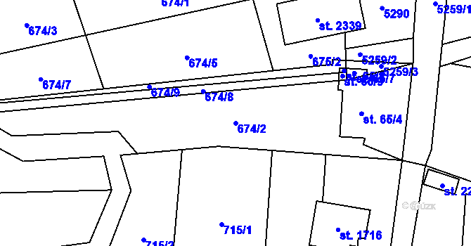 Parcela st. 674/2 v KÚ Mosty u Jablunkova, Katastrální mapa