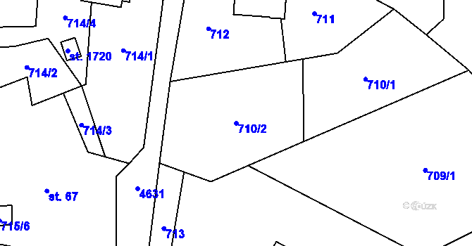 Parcela st. 710/2 v KÚ Mosty u Jablunkova, Katastrální mapa