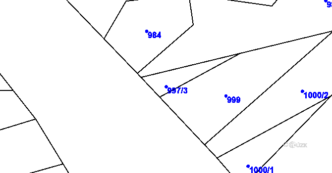 Parcela st. 997/3 v KÚ Mosty u Jablunkova, Katastrální mapa