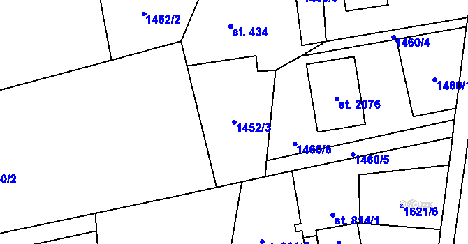 Parcela st. 1452/3 v KÚ Mosty u Jablunkova, Katastrální mapa