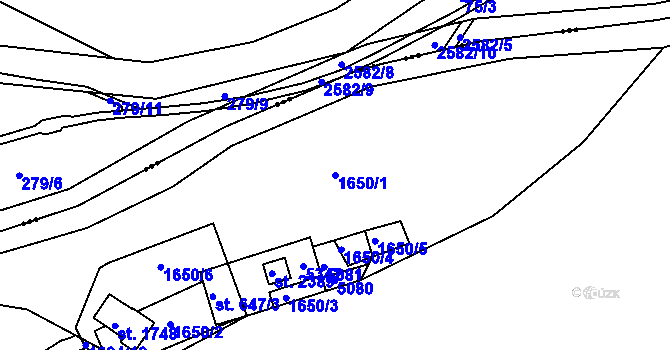 Parcela st. 1650/1 v KÚ Mosty u Jablunkova, Katastrální mapa