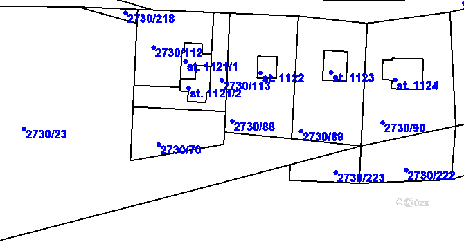Parcela st. 2730/88 v KÚ Mosty u Jablunkova, Katastrální mapa