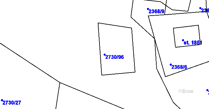 Parcela st. 2730/96 v KÚ Mosty u Jablunkova, Katastrální mapa