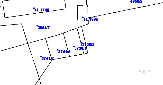 Parcela st. 3736/2 v KÚ Mosty u Jablunkova, Katastrální mapa