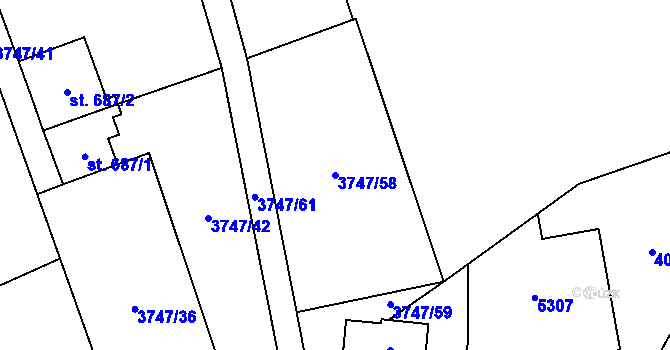 Parcela st. 3747/58 v KÚ Mosty u Jablunkova, Katastrální mapa