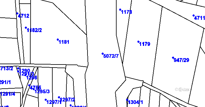 Parcela st. 5072/7 v KÚ Mosty u Jablunkova, Katastrální mapa