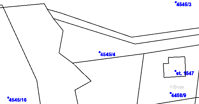 Parcela st. 4545/4 v KÚ Mosty u Jablunkova, Katastrální mapa