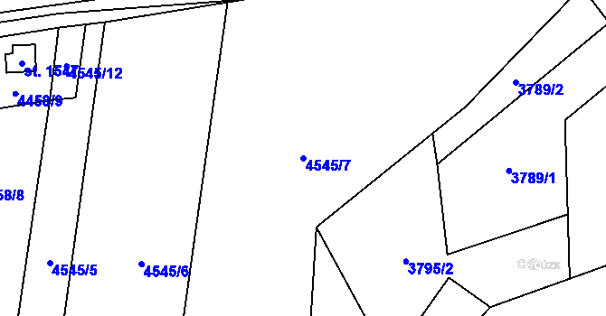 Parcela st. 4545/7 v KÚ Mosty u Jablunkova, Katastrální mapa