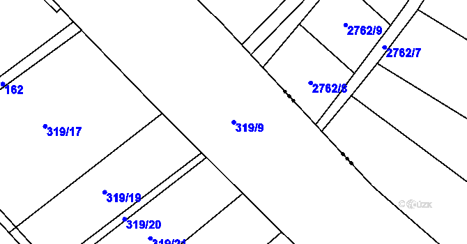 Parcela st. 319/9 v KÚ Mosty u Jablunkova, Katastrální mapa