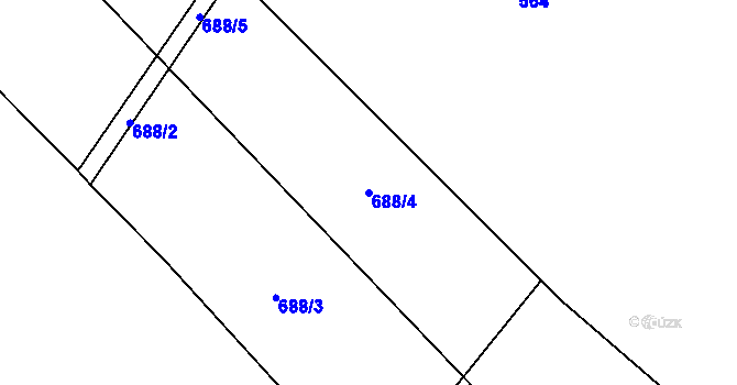 Parcela st. 688/4 v KÚ Mosty u Jablunkova, Katastrální mapa