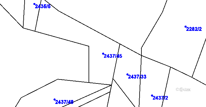 Parcela st. 2437/45 v KÚ Mosty u Jablunkova, Katastrální mapa