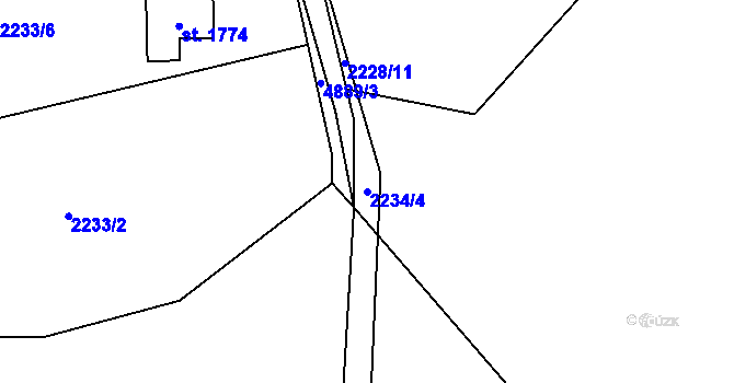 Parcela st. 2234/4 v KÚ Mosty u Jablunkova, Katastrální mapa