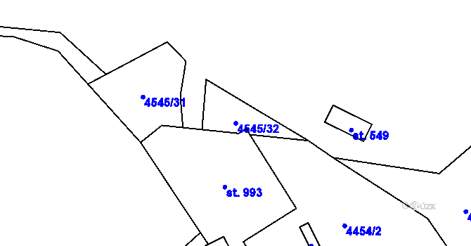 Parcela st. 4545/32 v KÚ Mosty u Jablunkova, Katastrální mapa