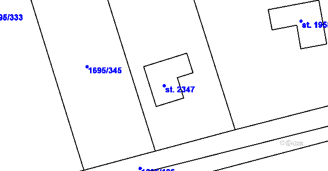Parcela st. 2347 v KÚ Mosty u Jablunkova, Katastrální mapa