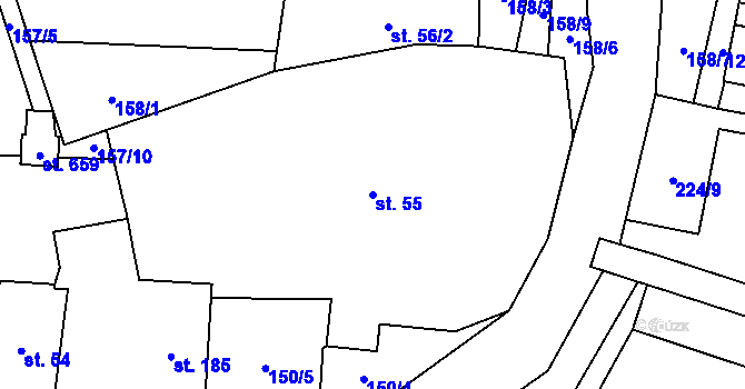 Parcela st. 55 v KÚ Mošnov, Katastrální mapa