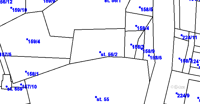 Parcela st. 56/2 v KÚ Mošnov, Katastrální mapa