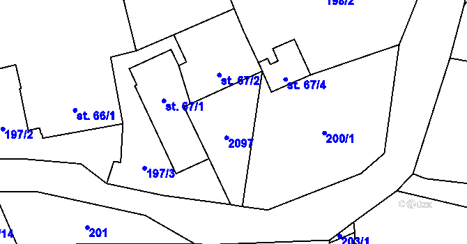 Parcela st. 67/3 v KÚ Mošnov, Katastrální mapa