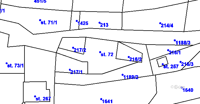 Parcela st. 72 v KÚ Mošnov, Katastrální mapa
