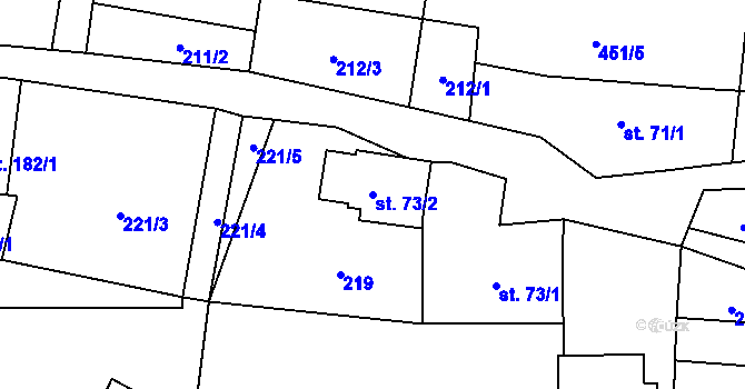 Parcela st. 73/2 v KÚ Mošnov, Katastrální mapa