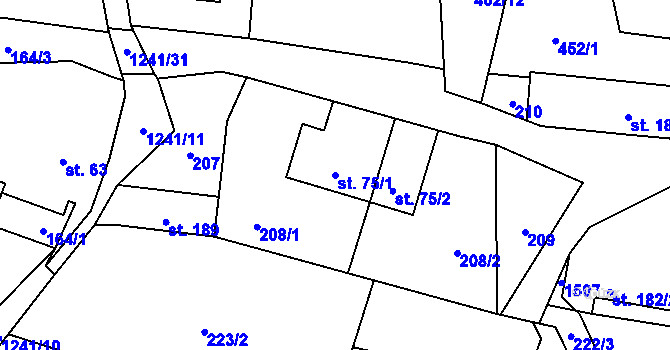Parcela st. 75/1 v KÚ Mošnov, Katastrální mapa