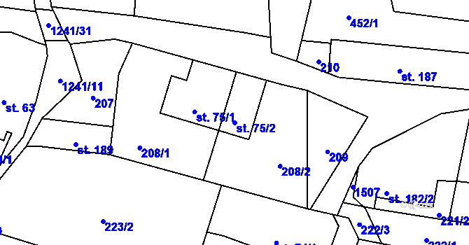 Parcela st. 75/2 v KÚ Mošnov, Katastrální mapa