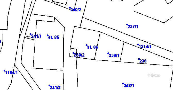 Parcela st. 86 v KÚ Mošnov, Katastrální mapa