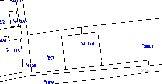 Parcela st. 114 v KÚ Mošnov, Katastrální mapa