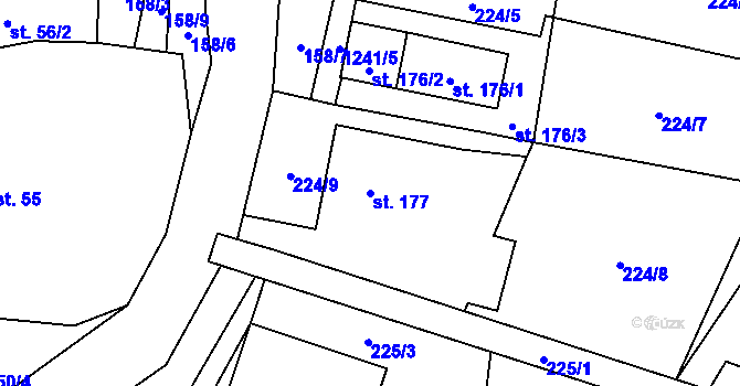 Parcela st. 177 v KÚ Mošnov, Katastrální mapa
