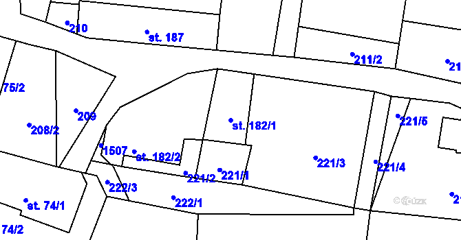Parcela st. 182/1 v KÚ Mošnov, Katastrální mapa