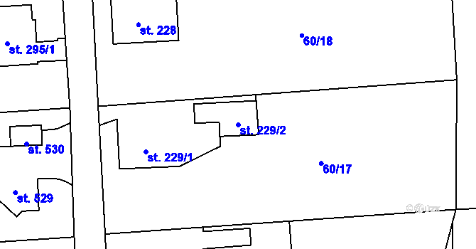 Parcela st. 229/2 v KÚ Mošnov, Katastrální mapa