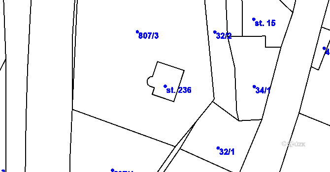 Parcela st. 236 v KÚ Mošnov, Katastrální mapa