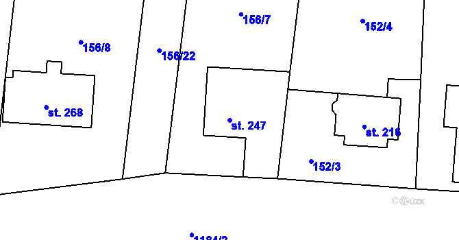 Parcela st. 247 v KÚ Mošnov, Katastrální mapa