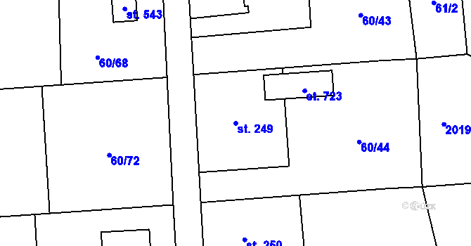 Parcela st. 249 v KÚ Mošnov, Katastrální mapa