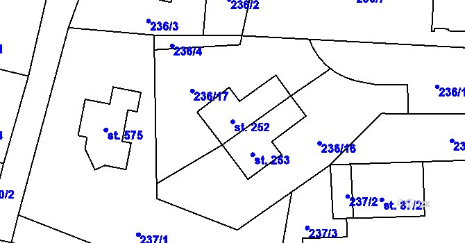 Parcela st. 252 v KÚ Mošnov, Katastrální mapa