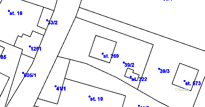 Parcela st. 269 v KÚ Mošnov, Katastrální mapa