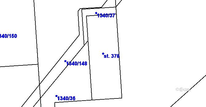Parcela st. 378 v KÚ Mošnov, Katastrální mapa