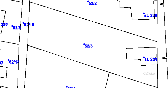 Parcela st. 52/3 v KÚ Mošnov, Katastrální mapa